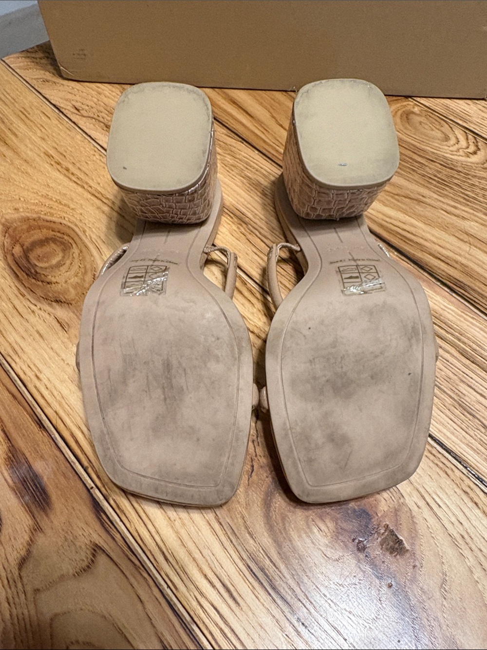 Dolce Vita Beige Patent Double-Strap Slide Heels - Picture 6 of 8